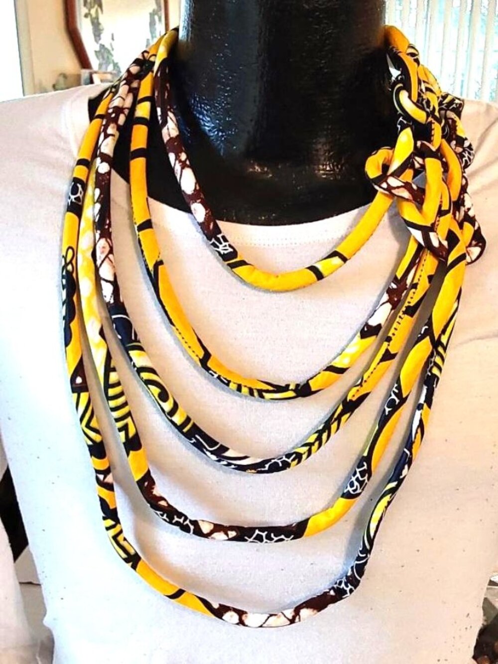 Jennifer & Company African Print Fabric Necklace